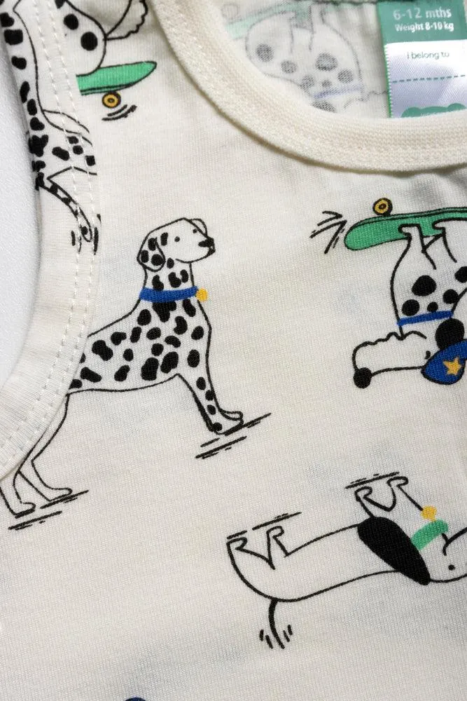 2 Pack Skating Dogs Printed Vests Cream And Green