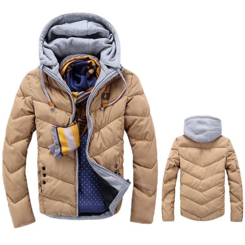 2018 Winter Fashion Casual Jacket Men Thicken Warm Candy Color Splicing Cotton Padded Puffer Coats Parkas Hooded