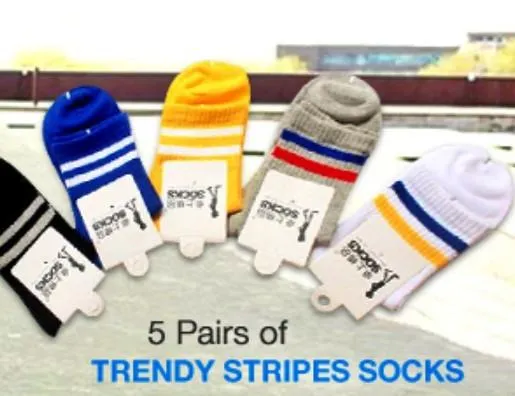 5 Pairs of Trendy Stripes Socks