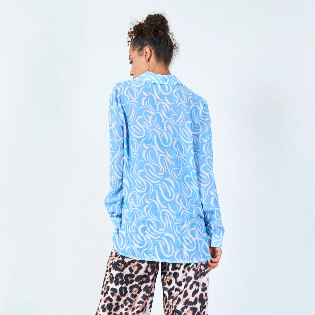 Abstract swirl print blouse wholesale