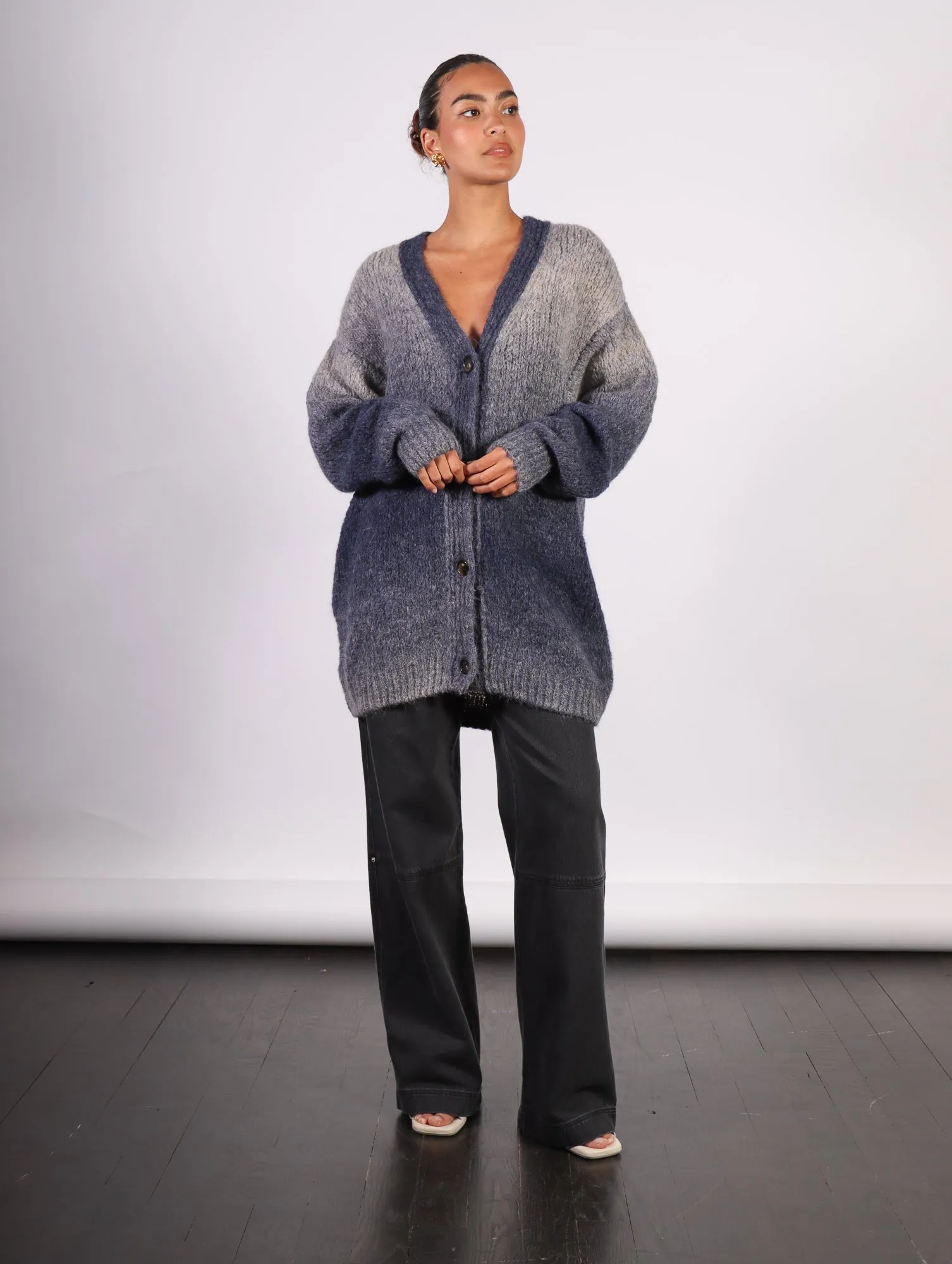 Alai Knitted Cardigan in Utility Blue by Rodebjer