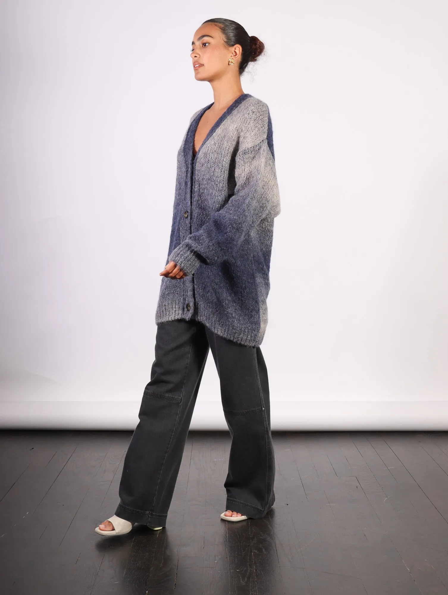 Alai Knitted Cardigan in Utility Blue by Rodebjer