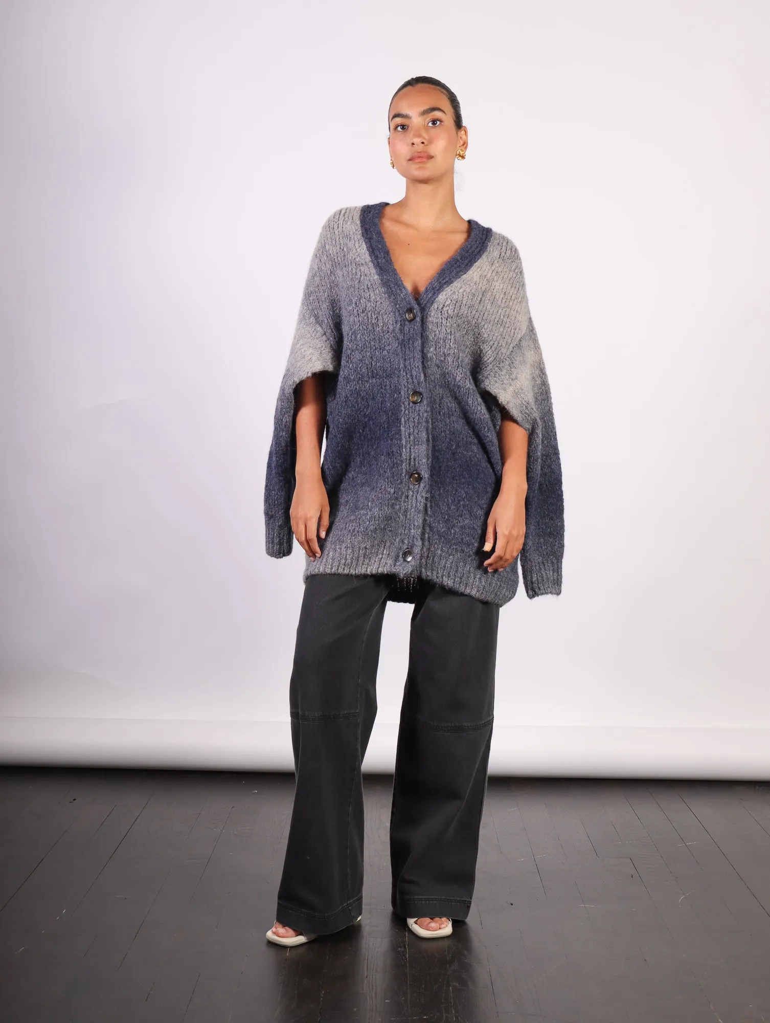 Alai Knitted Cardigan in Utility Blue by Rodebjer