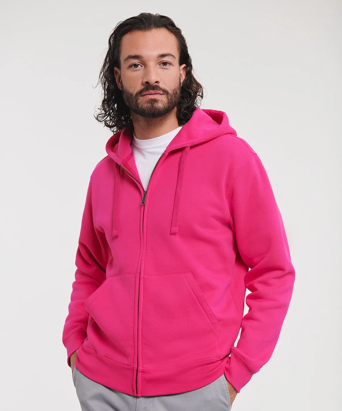 Authentic zipped hooded sweat | Fuchsia