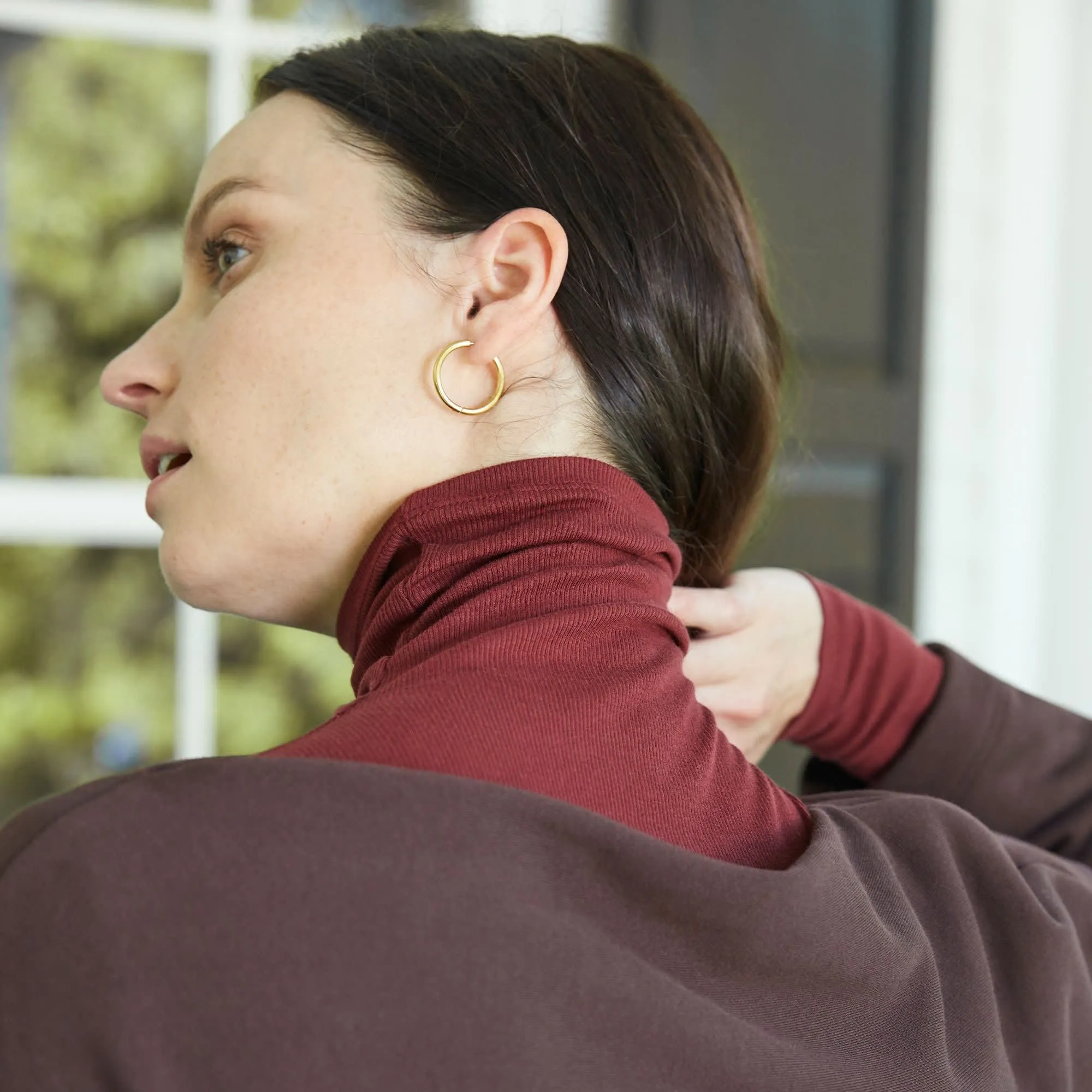 Axam Layering Turtleneck - Ribbed Pima Cotton :: Cranberry