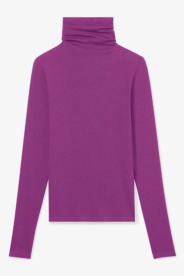 Axam Layering Turtleneck - Ribbed Pima Cotton :: Purple Jasper