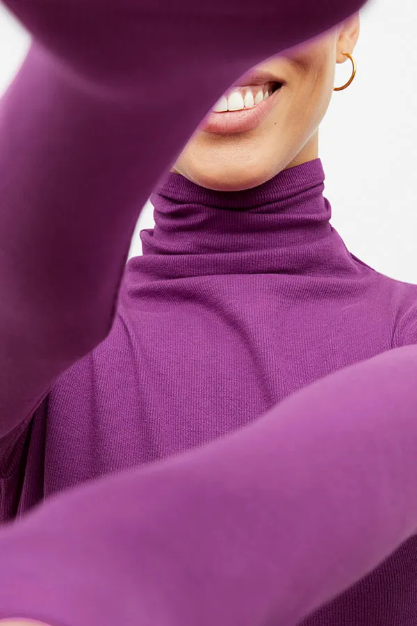 Axam Layering Turtleneck - Ribbed Pima Cotton :: Purple Jasper