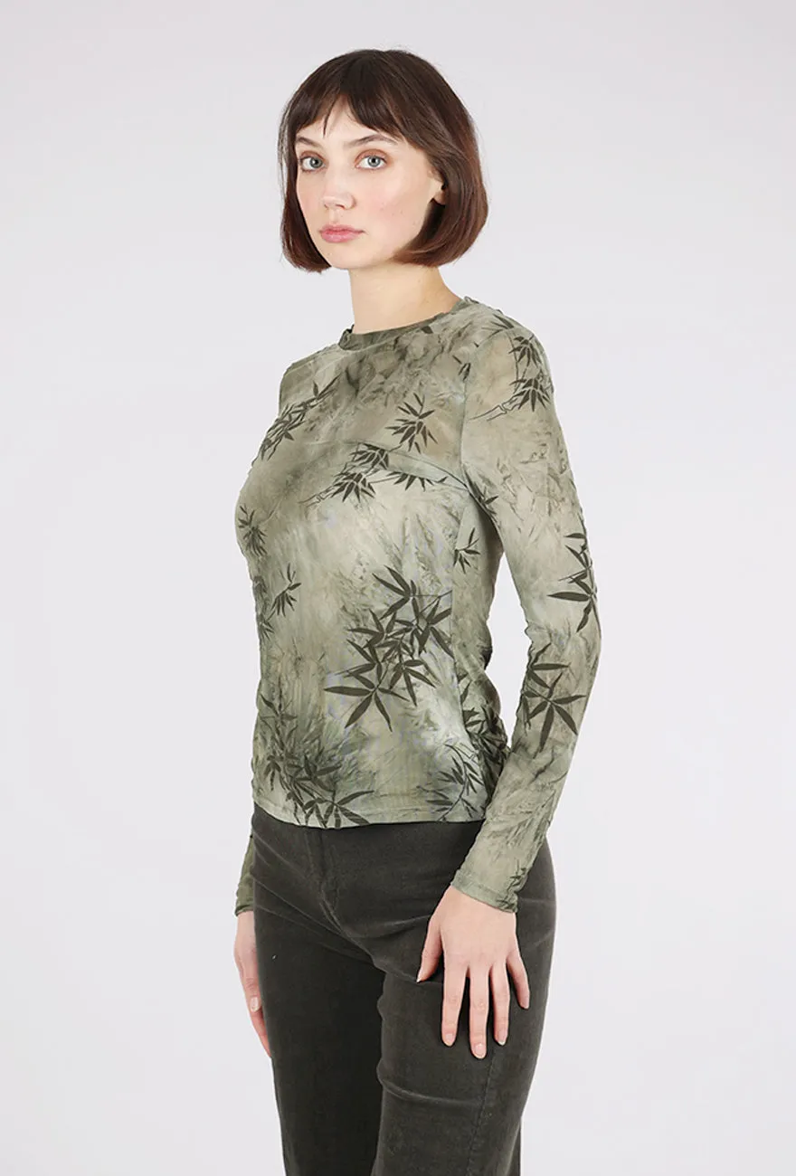 Bamboo Leaf Mesh Top, Green