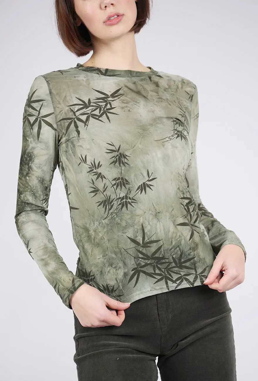 Bamboo Leaf Mesh Top, Green