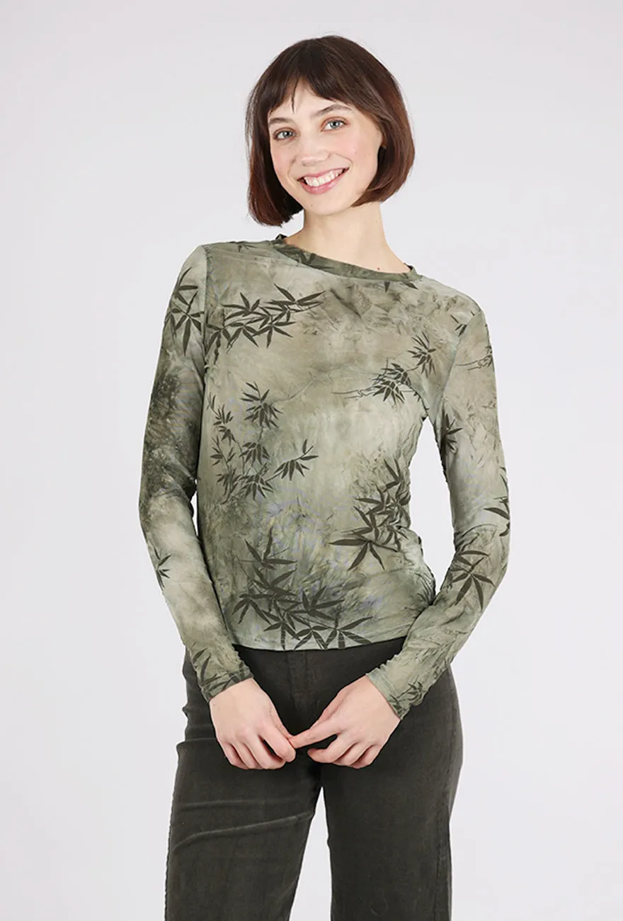 Bamboo Leaf Mesh Top, Green