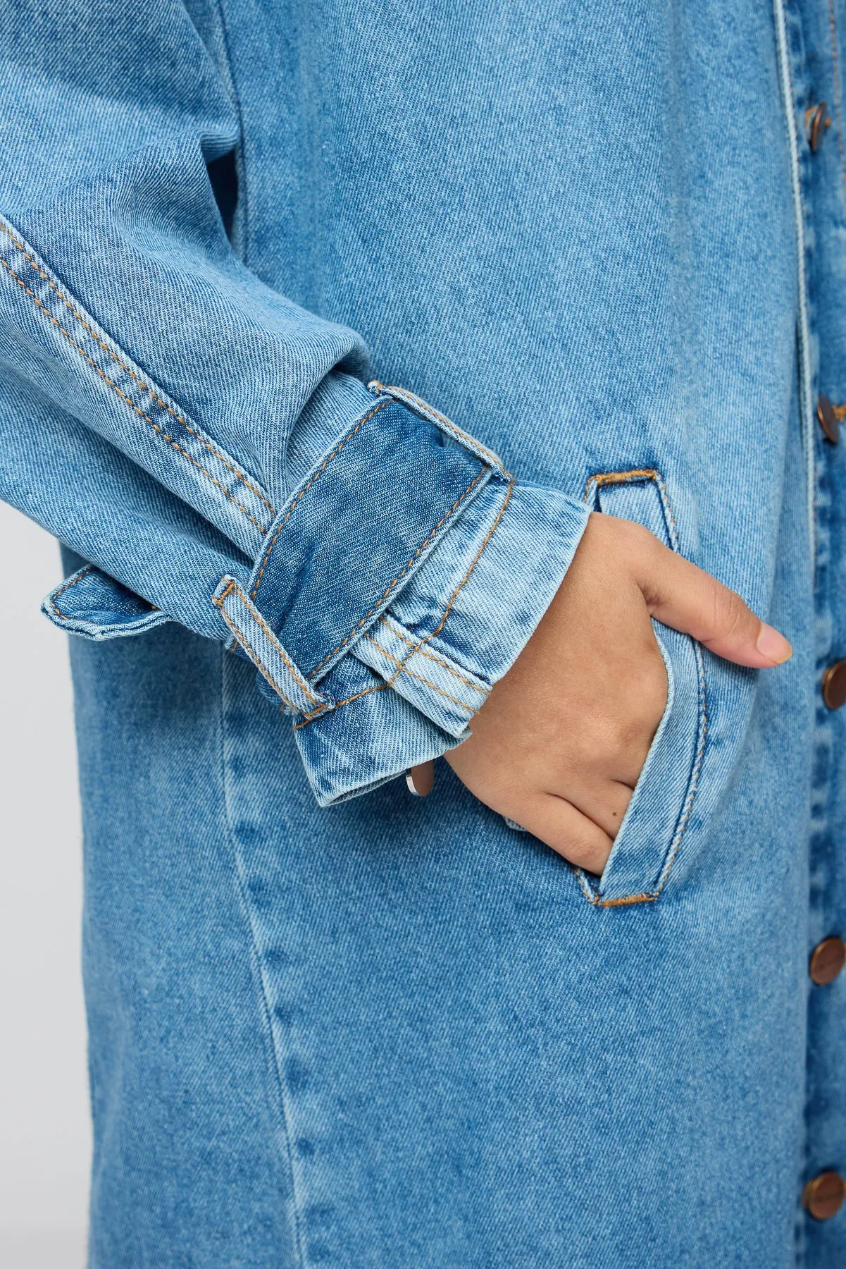 Basic Blue Denim Trenchcoat