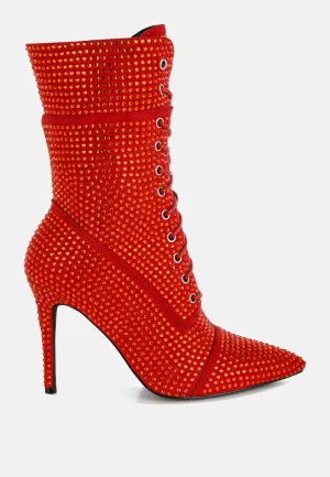 Bitetto Rhinestones Embellished Calf Boots