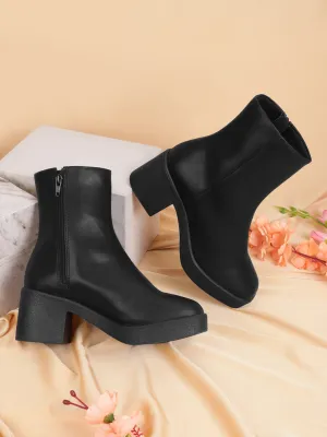 Black PU Block Ankle Boots (TC-ST-1261-BLK)