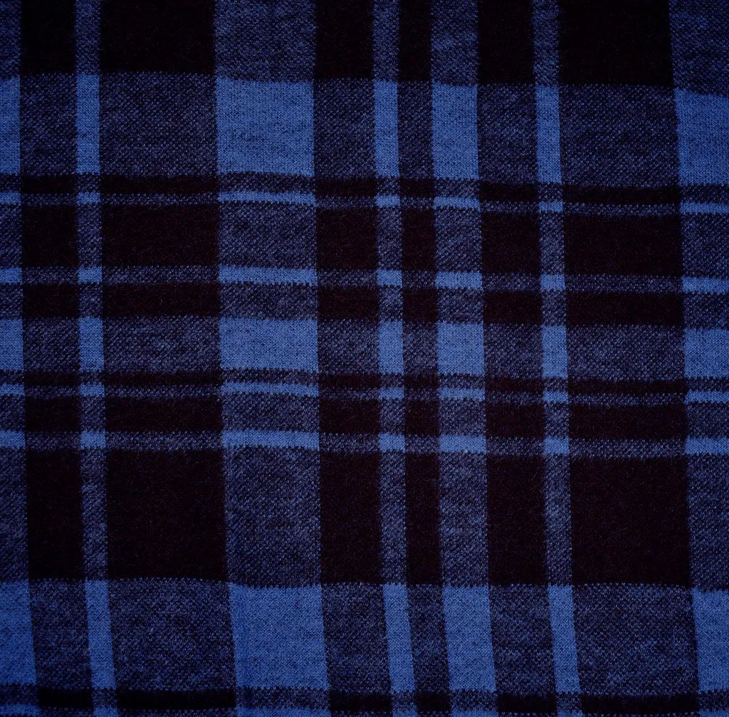 Bold Plaid Flannel Double Knit Royal/Black