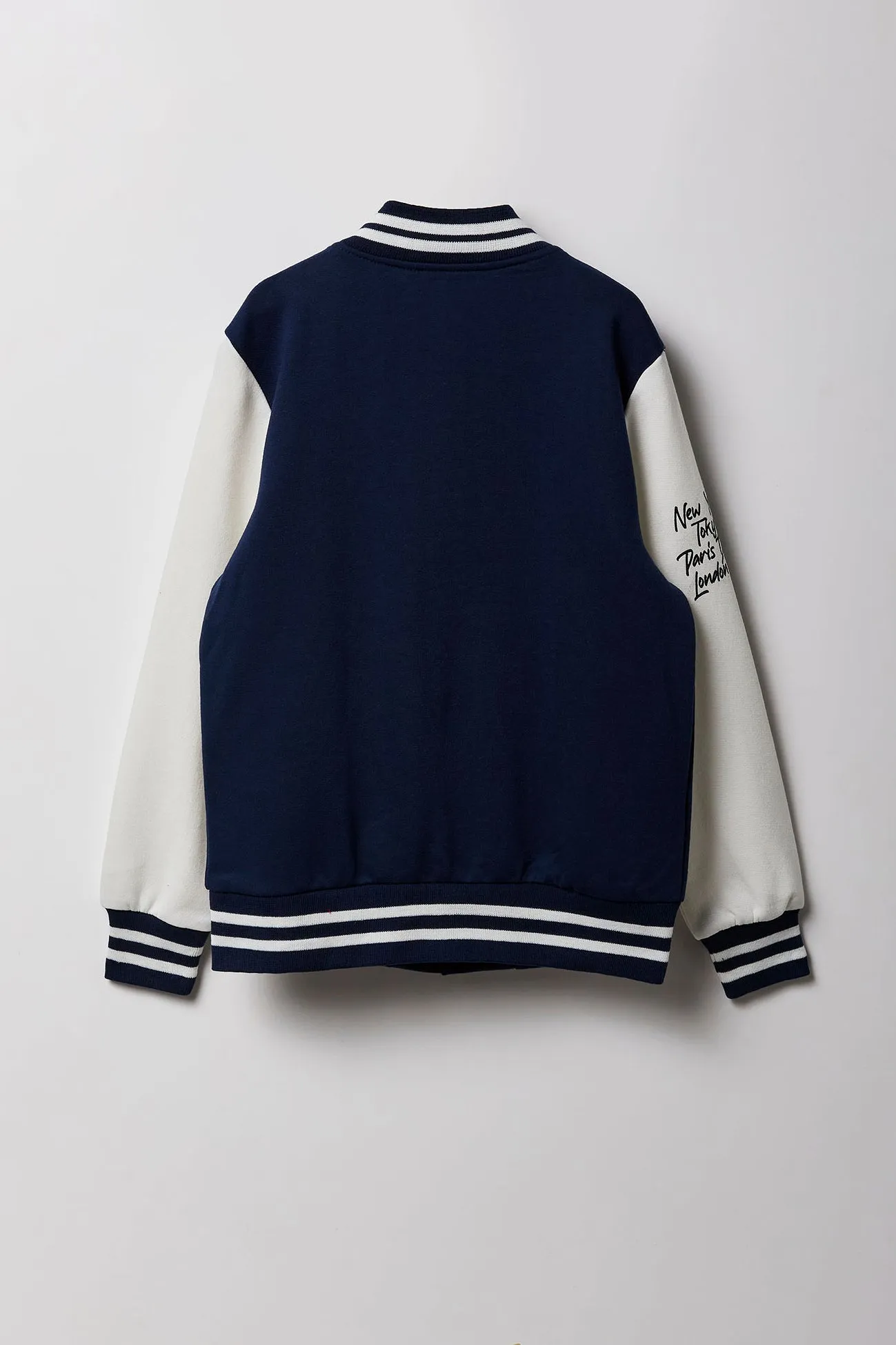 Boys Chenille Embroidered Fleece Varsity Jacket