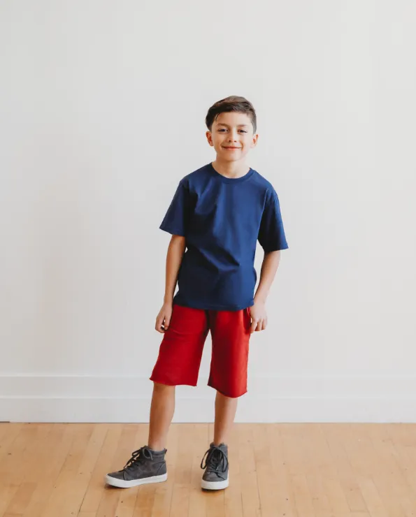 Boys Soft Cotton Jersey Short Sleeve Crew Tee | Navy