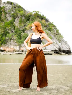 Brown Wide Leg Palazzo Pants