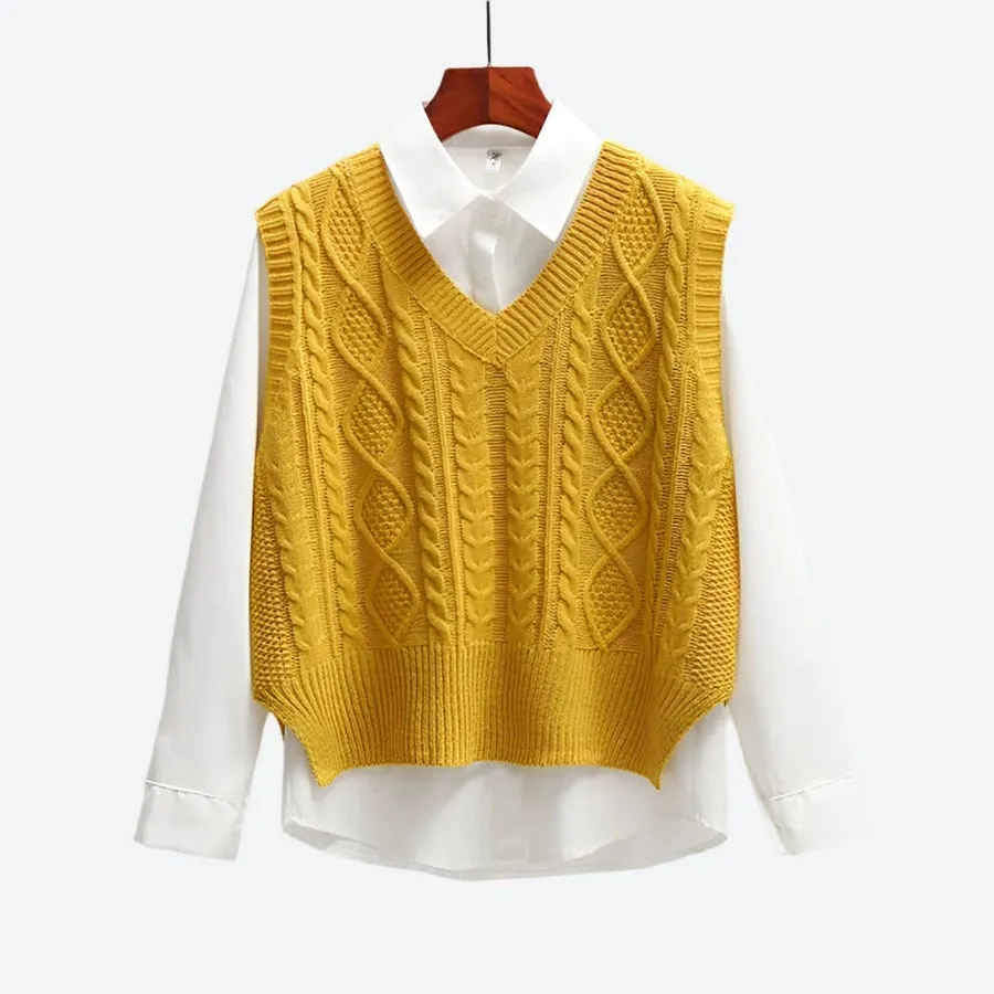 Cable Knit Layered Sweater Vests