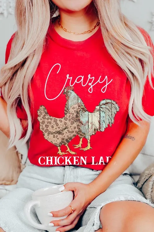 Crazy Chicken Lady Graphic T Shirts