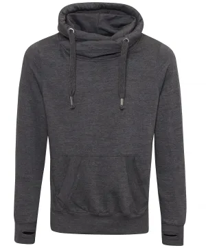 Cross neck hoodie | Charcoal