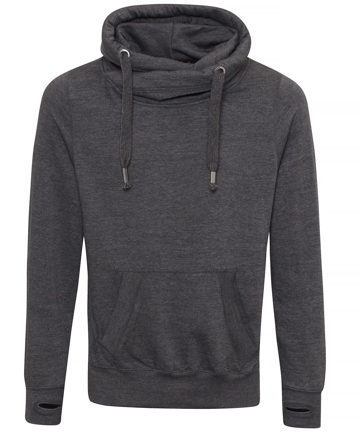 Cross neck hoodie | Charcoal