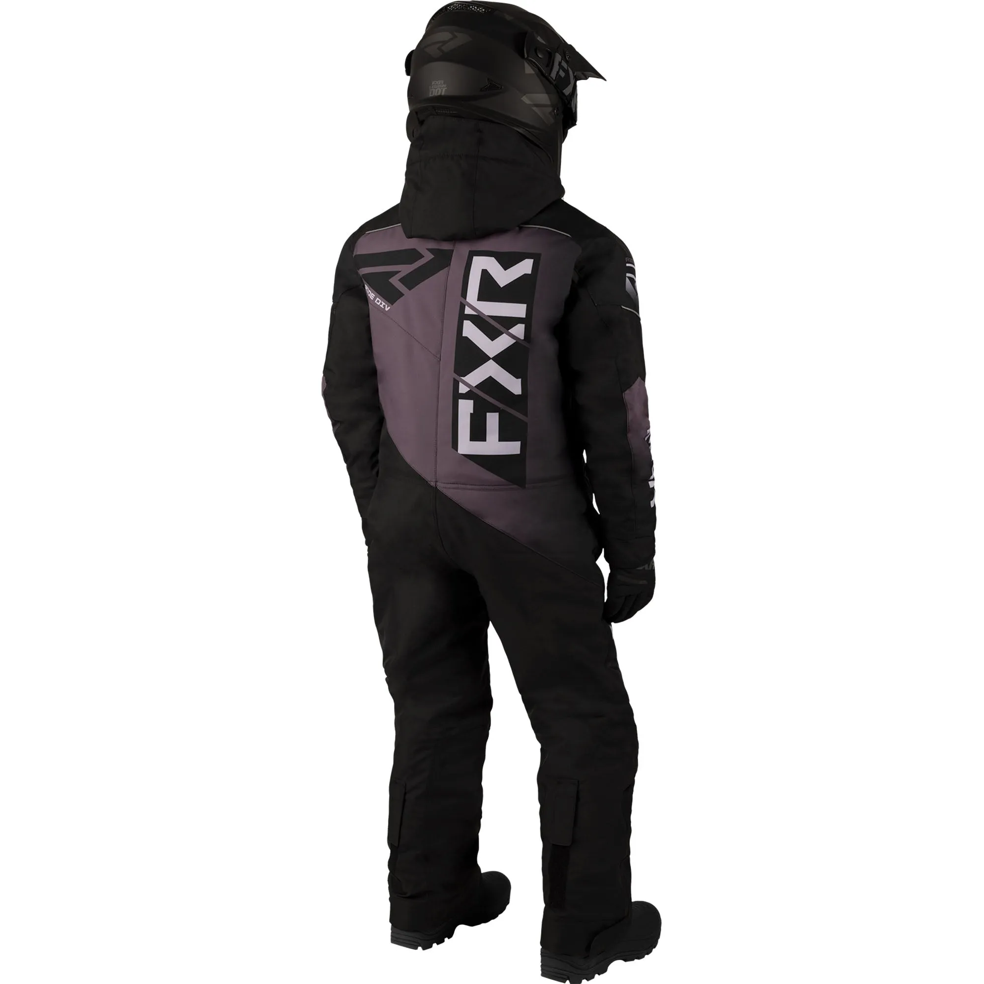 FXR Youth Helium Snowmobile Monosuit Black/Muted Grape/Dusty Lilac