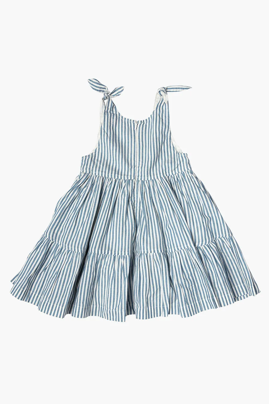 Girls Dress Pink Chicken Taylor Blue Stripe