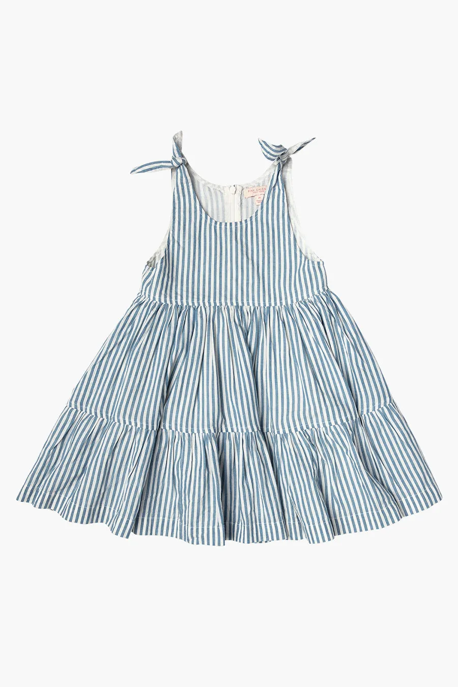 Girls Dress Pink Chicken Taylor Blue Stripe