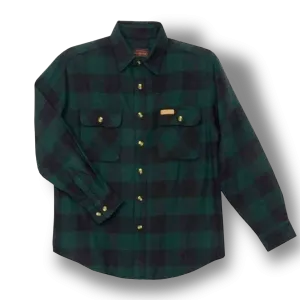 Hickory Shirt Co. Buffalo Plaid 1/4 Zip Flannel - Forest Green