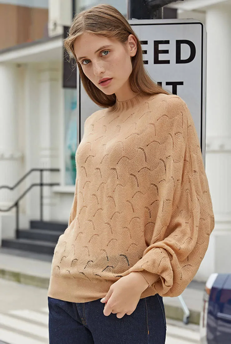 Hollow Solid Color Pullover Sweater