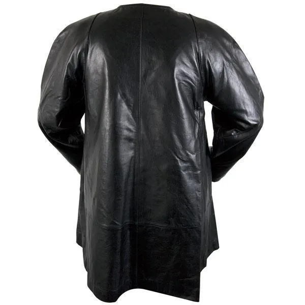 Ladies Lucky Leather 83 Soft Touch Supple Lambskin Collarless Leather Coat with One Button Collar