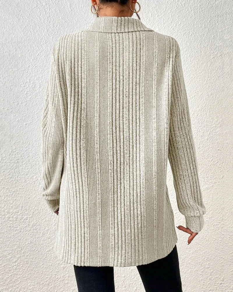 Long Ribbed Knit Sweater