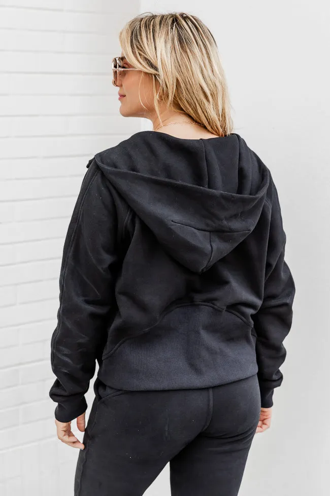 Making It Look Easy Black Ribbed Shoulder Quarter Zip Pullover FINAL SALE