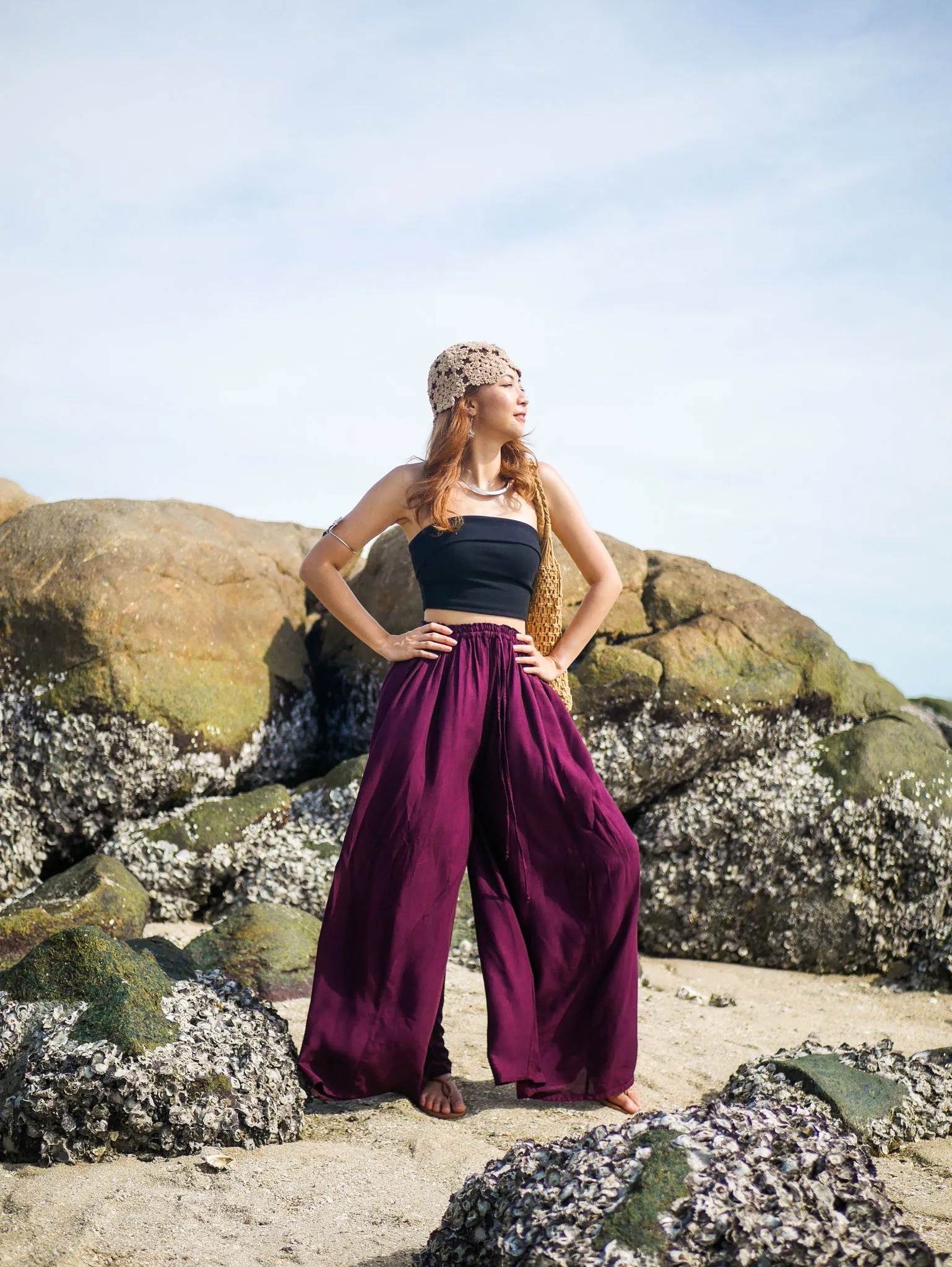 Mangosteen Wide Leg Palazzo Pants