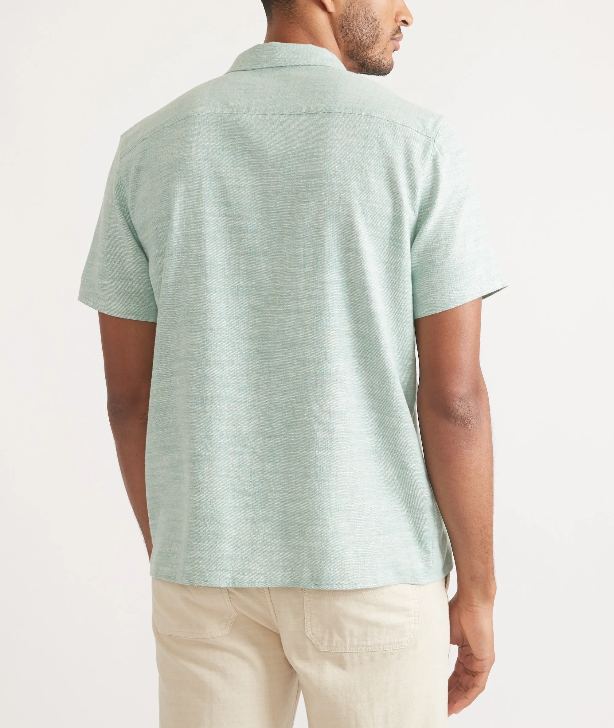 Marine Layer Stretch Selvage Resort Shirt in Malachite Multi Stripe