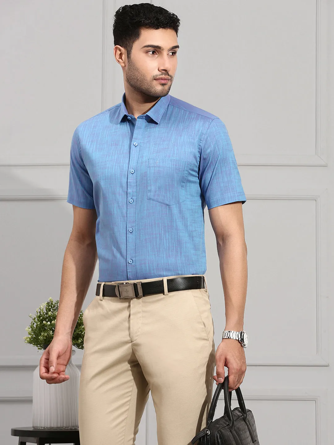 Men 100% Cotton Shirt Blue CL2 GT17