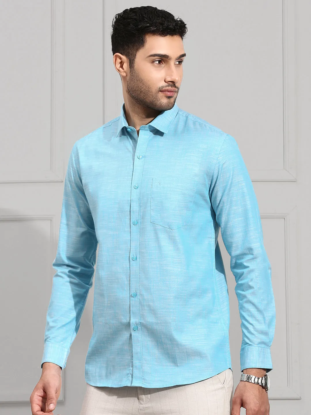 Men 100% Cotton Shirt Sky Blue CL2 GT13