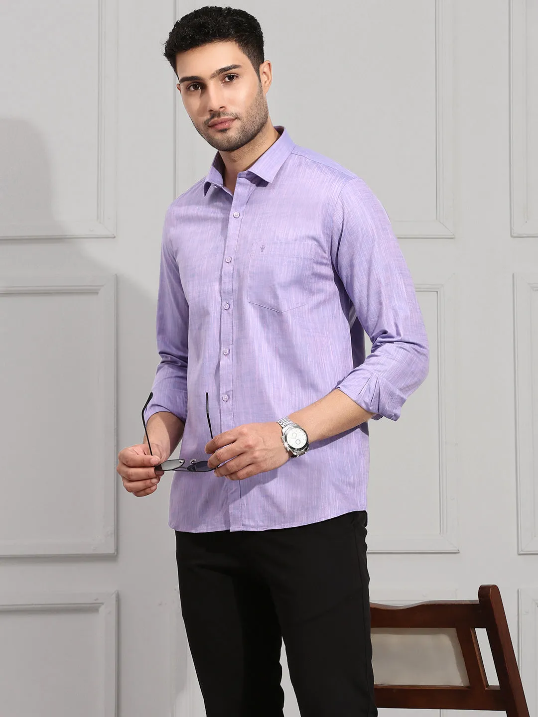 Men 100% Cotton Shirt Violet CL2 GT11