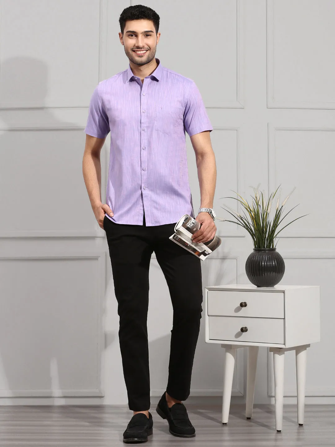 Men 100% Cotton Shirt Violet CL2 GT11