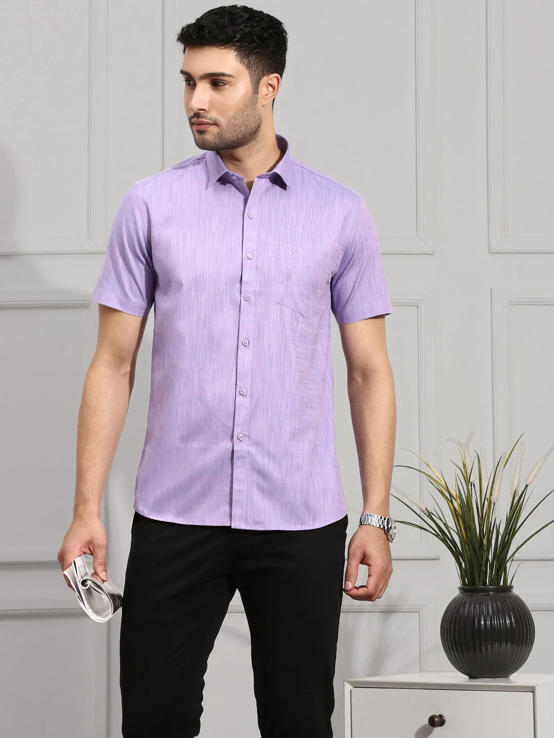 Men 100% Cotton Shirt Violet CL2 GT11