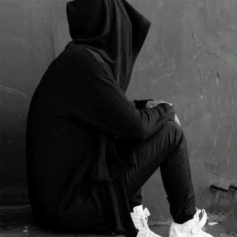 Men Hooded Sweatshirts With Black Gown Hip Hop