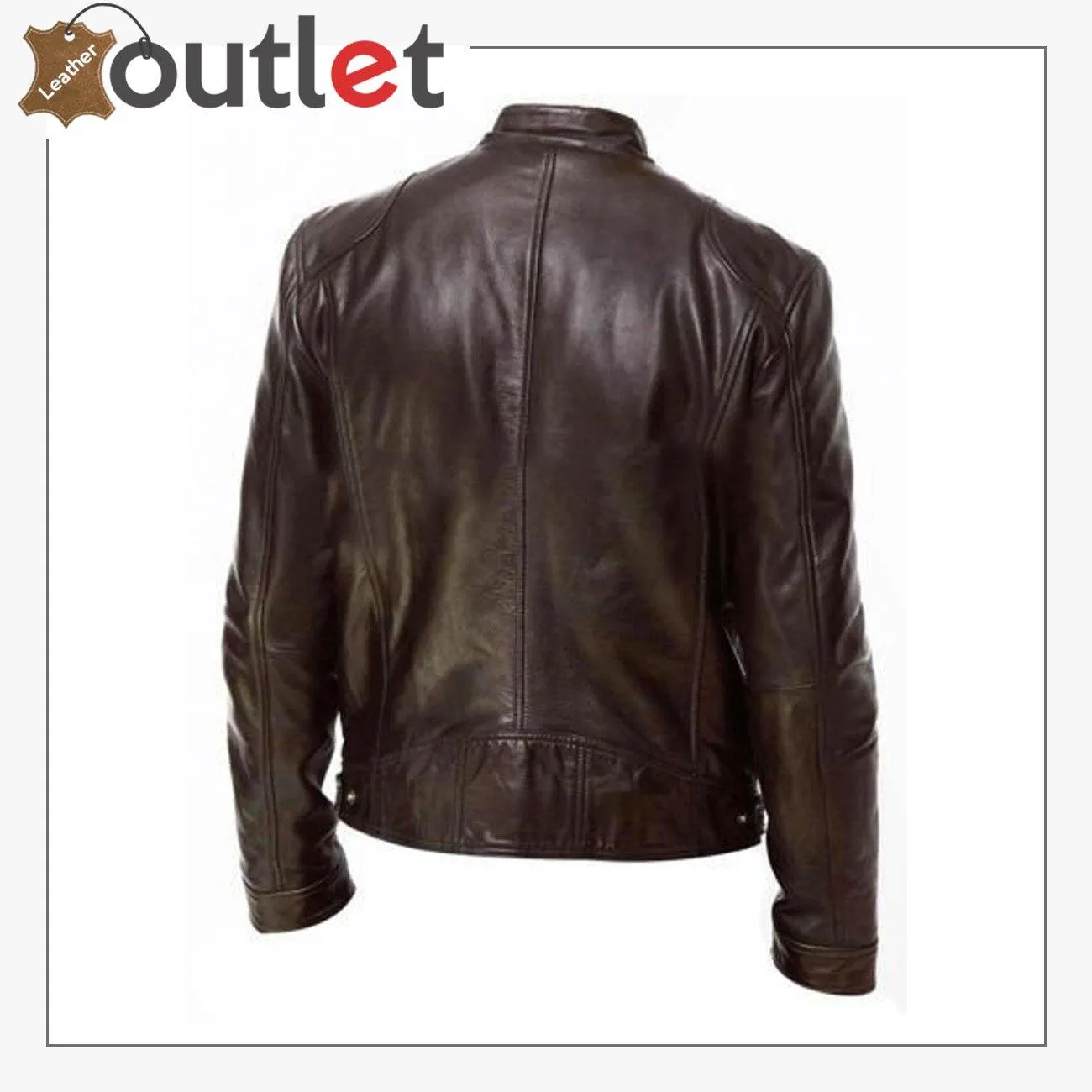 Men Real Vintage Cafe Racer New Brown Handmade Genuine Leather Jacket