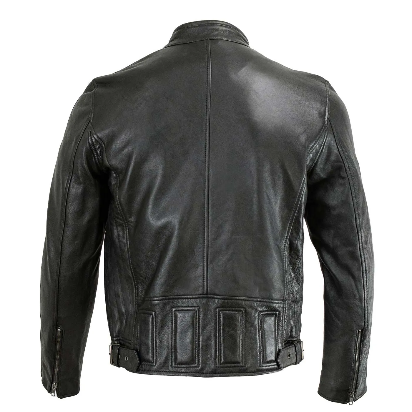 Milwaukee Leather Men's Black Cafe Racer Leather Jacket with Snap