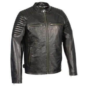 Milwaukee Leather-SFM1840-Men's Black Leather Snap Collar Jacket with Quilted Shoulders