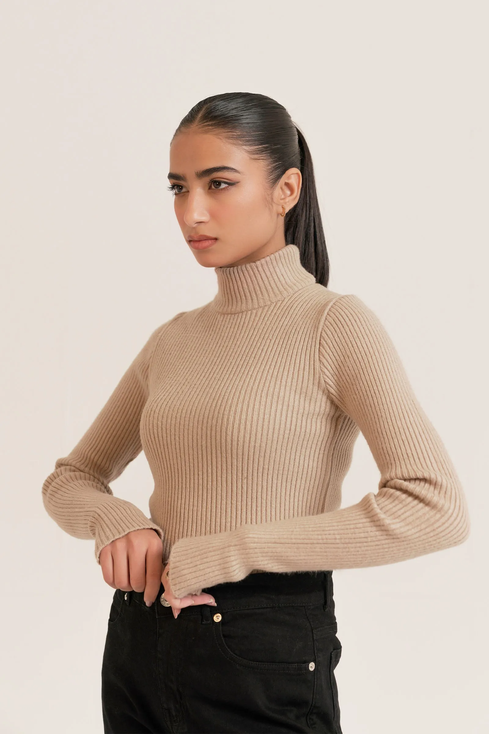 Mock Neck Knit Sweater