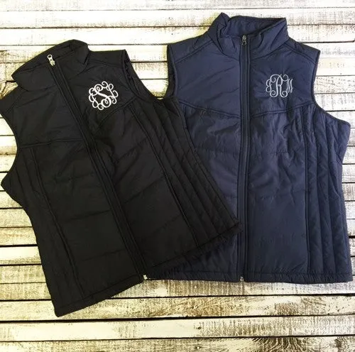 Monogrammed Quilted Vest Custom Colors