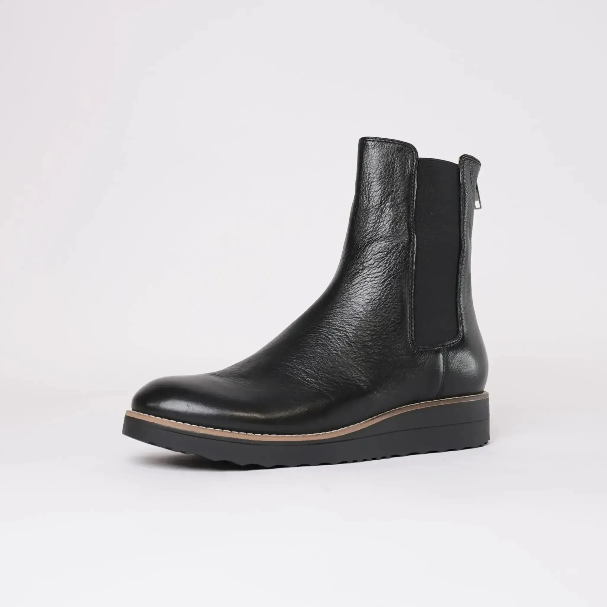 Oremi Black Leather Ankle Boots