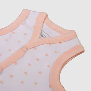 Peach Floral Sleeveless Baby Vest Set