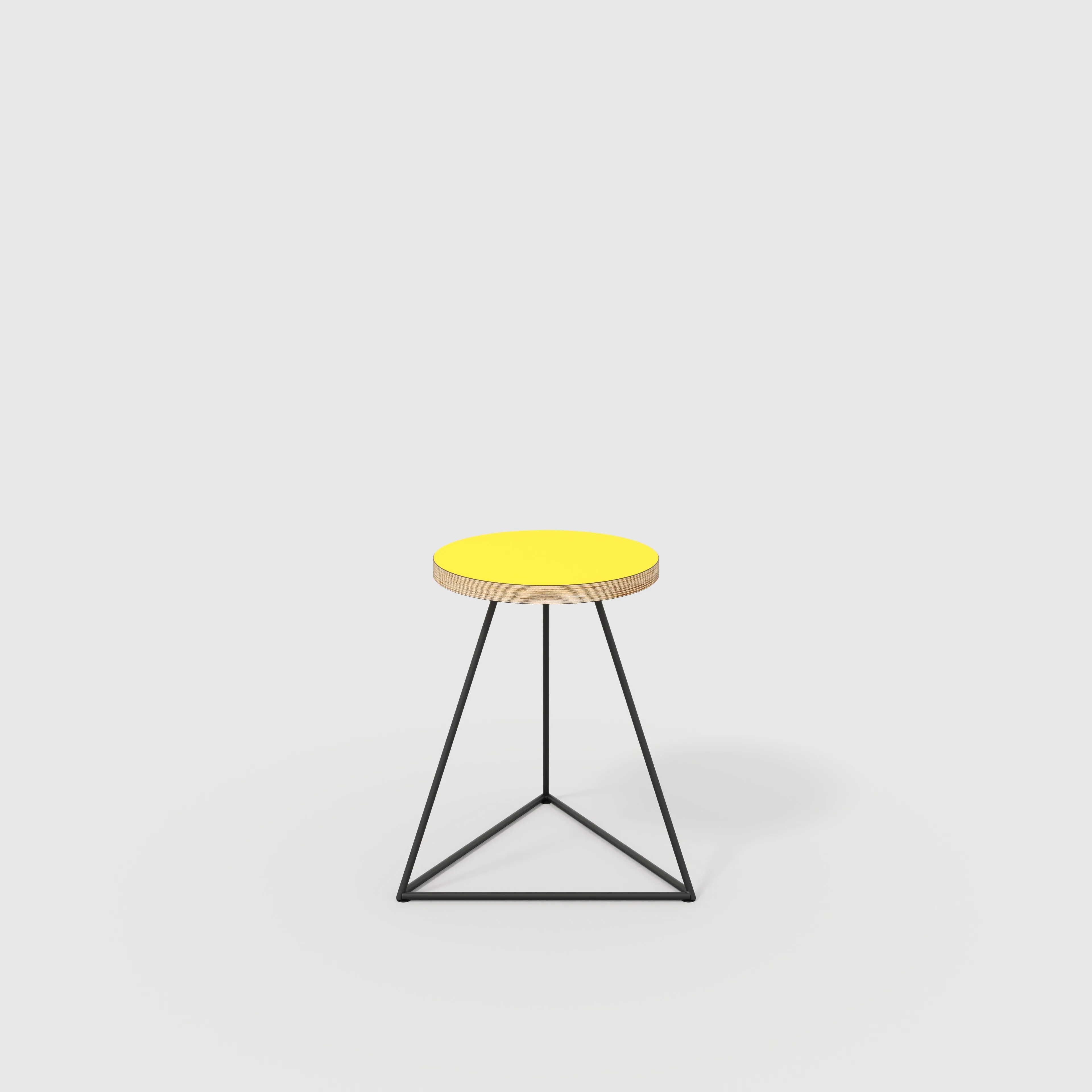 Plywood Stool with Black Prism Base - Formica Chrome Yellow