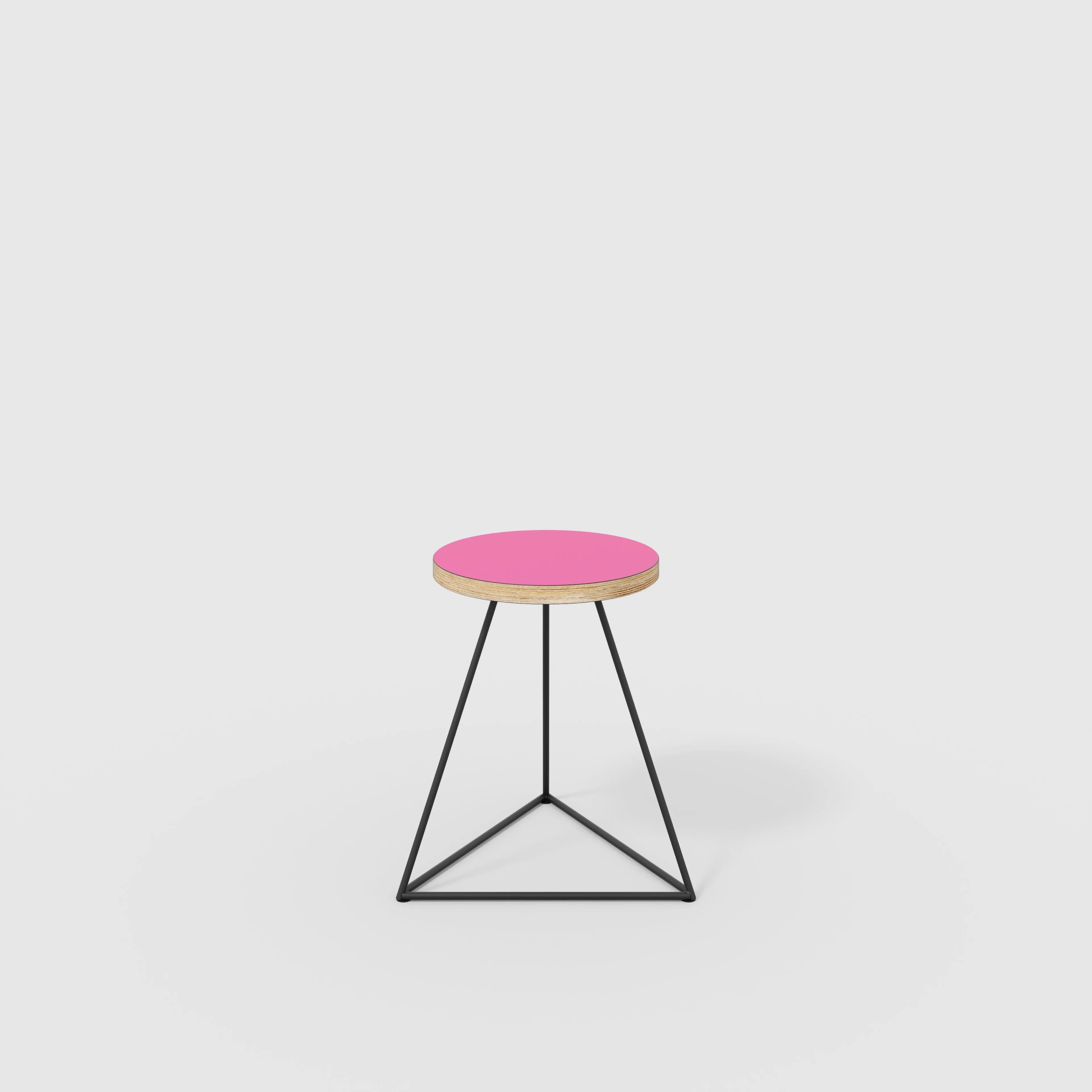 Plywood Stool with Black Prism Base - Formica Juicy Pink